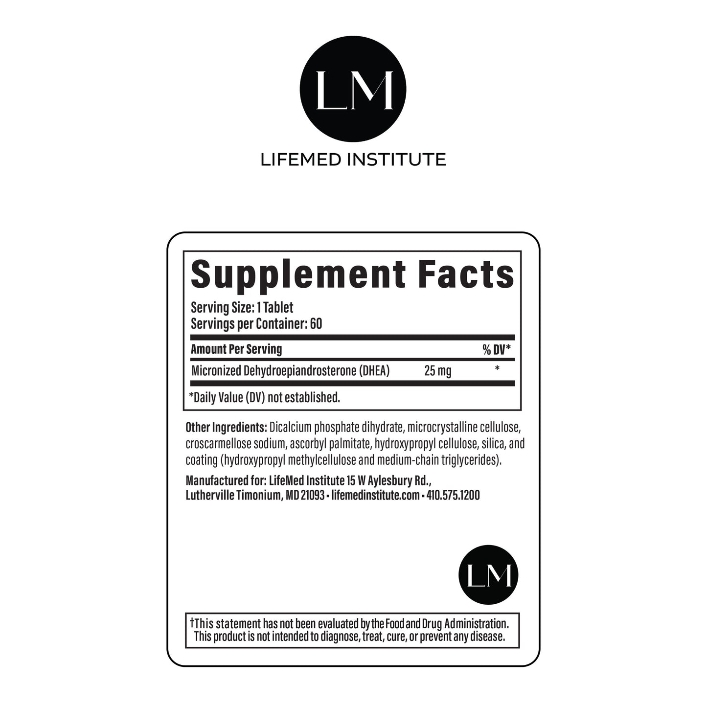 DHEA 25mg - LifeMed Institute